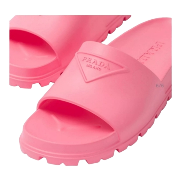 PRADA Signature triangular Logo Rubber Pool Slides Flat Sandals Shoes US 9 EU 39 - Picture 1 of 4